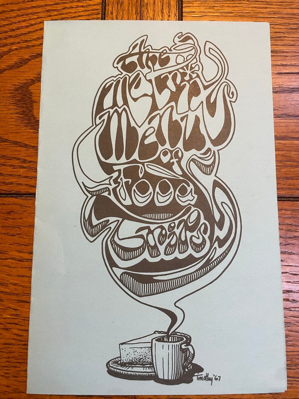 1967 Original Psychedelic Folk Art Restaurant Menu Food Trips Signed Artwork